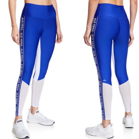 ALO Yoga Women's Blue and White Leggings - Picture 1 of 11